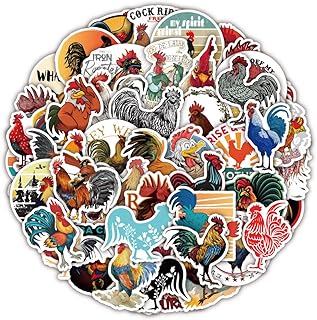 鸡贴纸 50 片可爱公鸡乙烯基美学贴花适用于笔记本电脑水瓶吉他剪贴簿