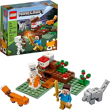 Lego 乐高minecraft The Taiga Adventure 积木搭建玩具 适合喜欢 我的世界 和想象力游戏的儿童 年新款 74 件 玩具 亚马逊中国