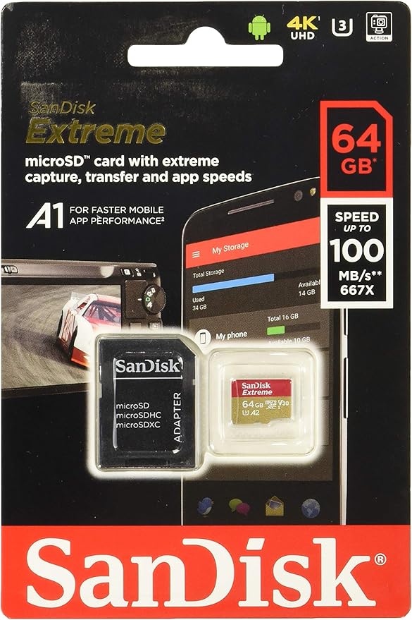 sandisk 闪迪 extreme 64gb microsd sd卡,microsdhc,microsdxc,4k
