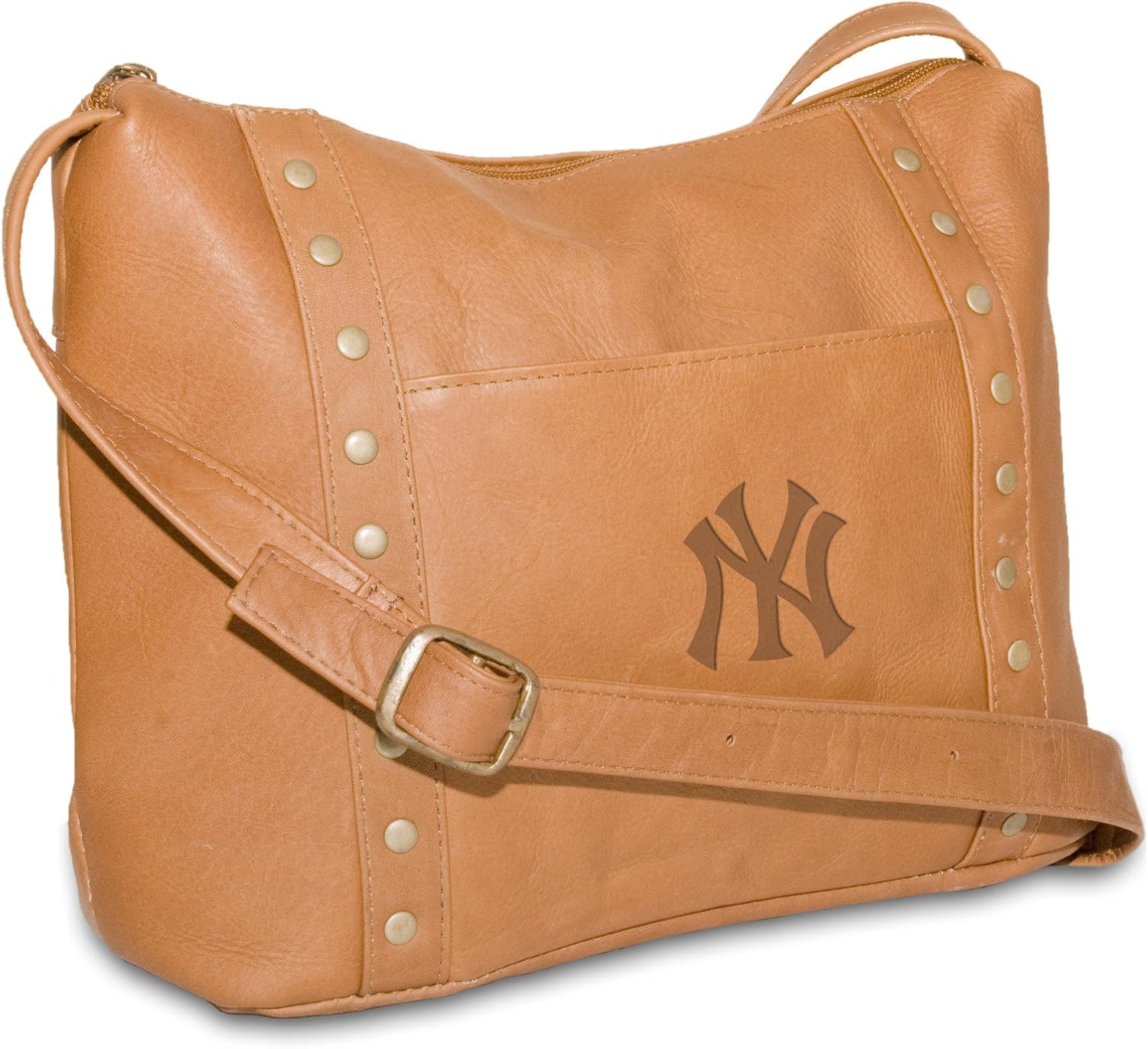mlb 纽约洋基队棕褐色皮革女式顶部拉链手提包 : 亚马逊中国: 服饰