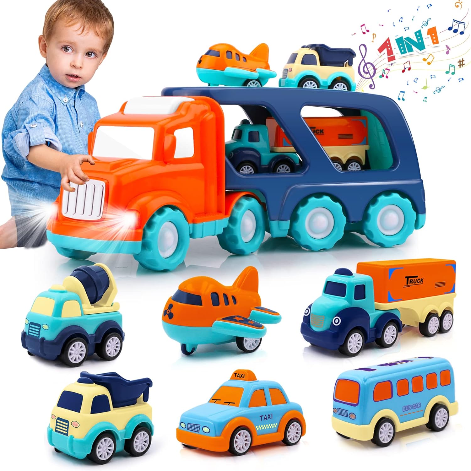 Nicmore Kids Toys Car for Boys: Boy Toy Trucks for 3 4 5 6 Year Old Boys Girls | Toddler Toys 5 in 1 Carrier Vehicle Construction Toys for Kids Age 3-4 3-5 4-7 | Birthday Party Boy Gifts for Kids