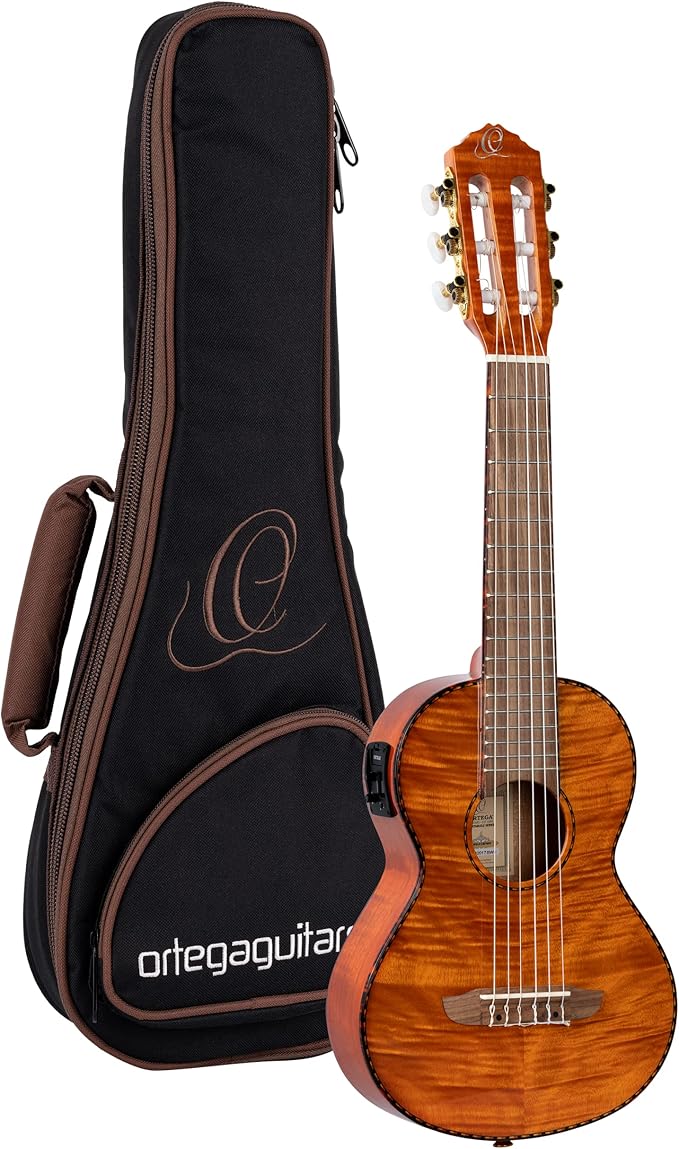 ortega guitars rgl18fmh 1/8 主体尺寸尼龙 6 弦吉他,火焰红木顶部和
