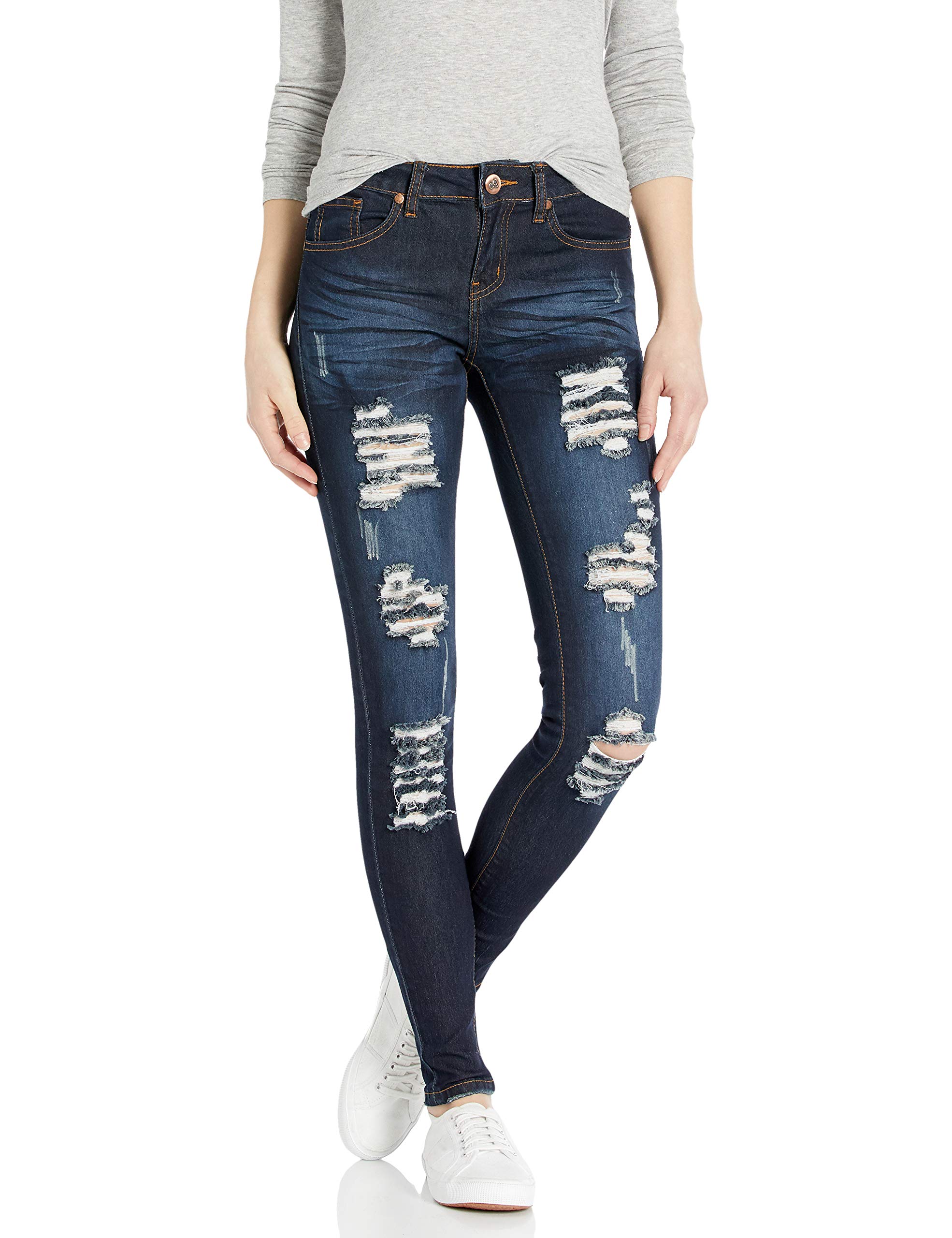 V.i.p.jans women's skinny ripped jeans cute stone wash
