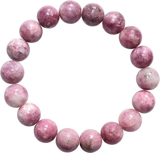 charged 高级 17.78 厘米 lepidolite 水晶 8 毫米珠子手链弹性 (心理