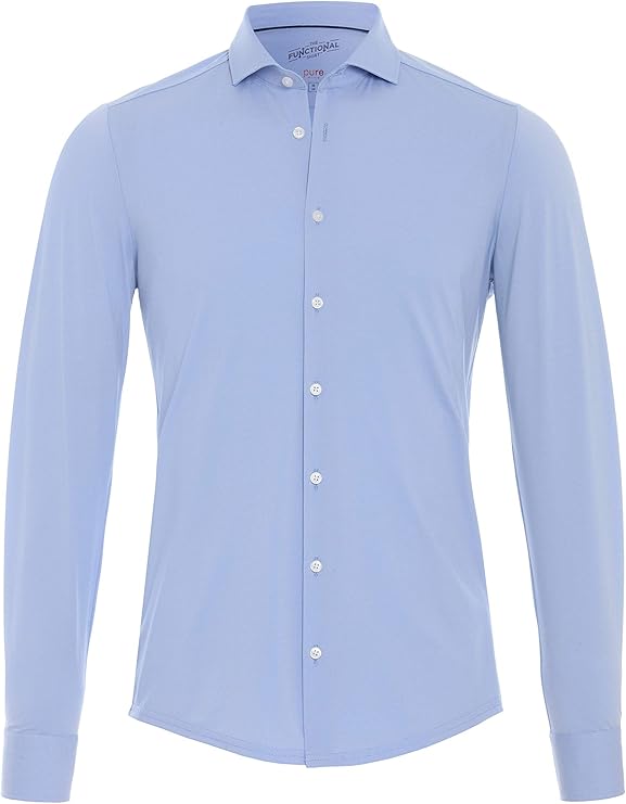 pure slim fit functional 衬衫长袖弹力结构中蓝色