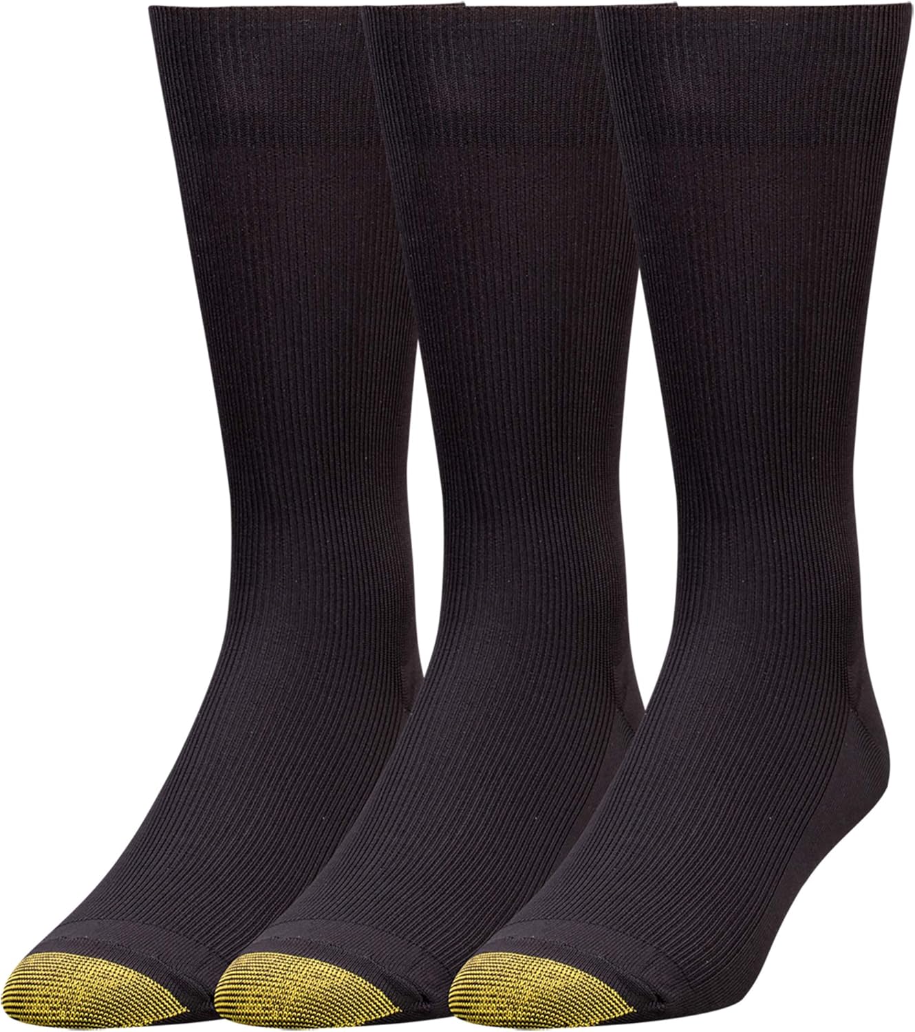gold toe 男士 都市正装袜 3双装,black,10-13 (shoe size 6-12.