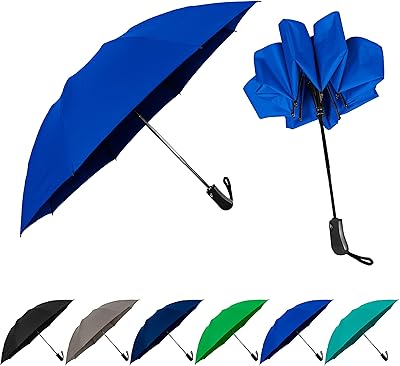 男女均适用的紧凑型倒伞,小型折叠雨伞和防风伞 - 内翻外设计,户外