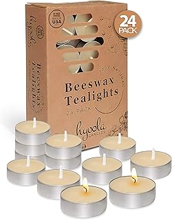 hyoola 白蜂蜡铝杯茶蜡蜡烛 - * *蜂蜡蜡烛 白色 24-pack h11771