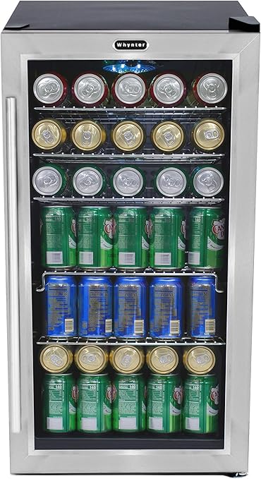 Whynter BR-130SB Beverage Refrigerator with Internal Fan – Stainless Steel 120-Can Capacity
