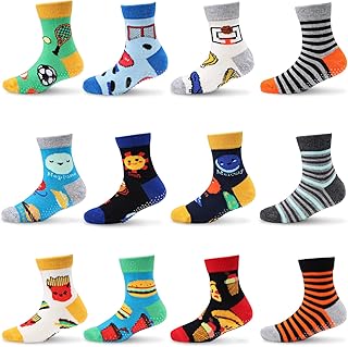 squanchy 6 双装棉袜防滑儿童幼童袜男孩女孩握把卡通袜 1-3/3-5/5-7