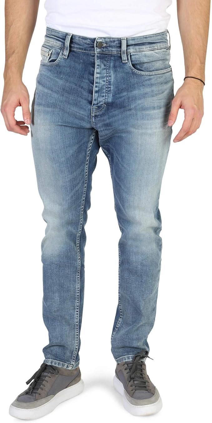 calvin klein jeans 男士锥形褶裥牛仔裤