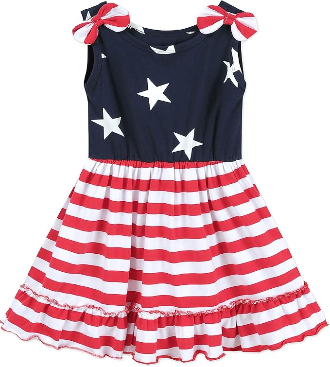 cm-kid 女童连衣裙美国国旗连衣裙 7 月 4 日条纹背心裙 2-6 岁