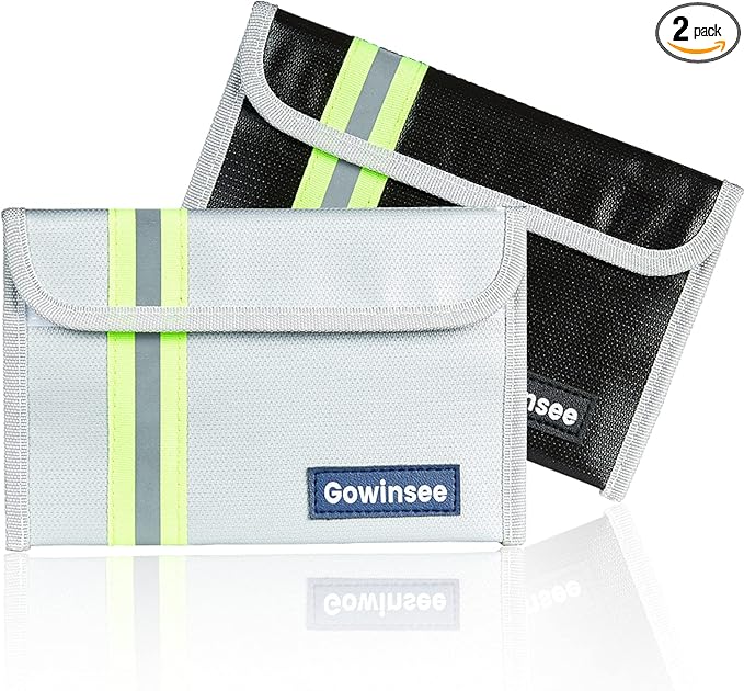 防火袋 2.0-2 包 20.32 厘米 x 12.70 厘米防火袋,小防火钱袋,现金保护袋 - 硅