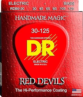 dr strings red devils - 超寿命红色涂层 6 弦低音 30-125
