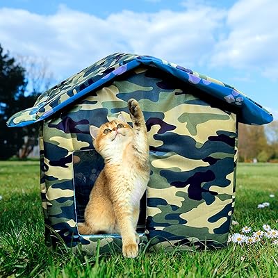 可折叠猫窝,户外室内小型猫狗动物的野猫收容所,防风雨猫帐篷屋,带可