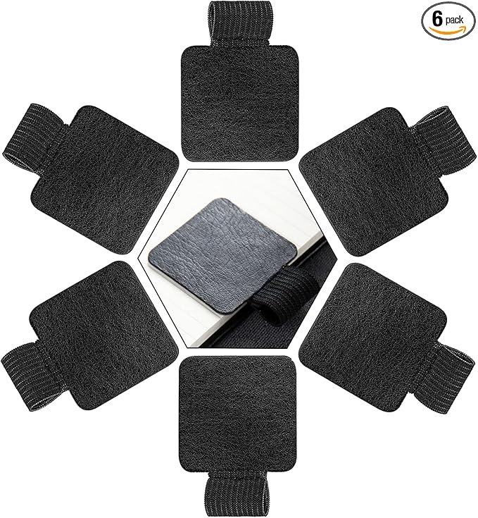 vgggrd 笔环 自粘 [6 件] 自粘皮革笔架 PU 皮革笔架 适用于日记本 带弹性环