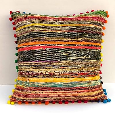 传统斋普尔手工编织中国垫套,手工棉织物编织波西米亚装饰地板枕多色