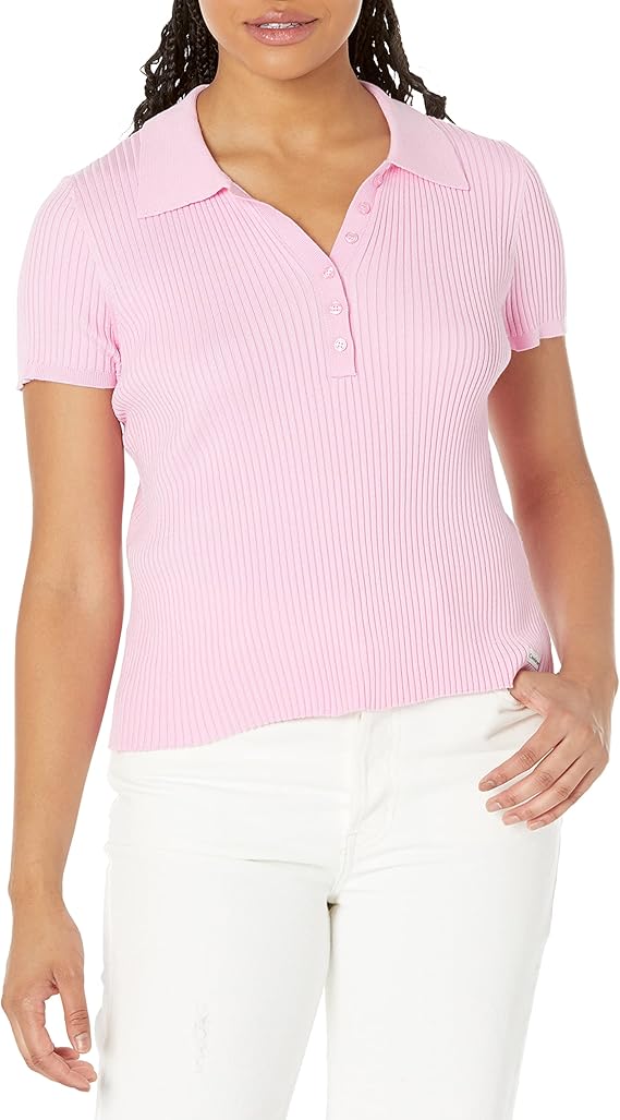 calvin klein 女式常规罗纹盖袖 polo 衫
