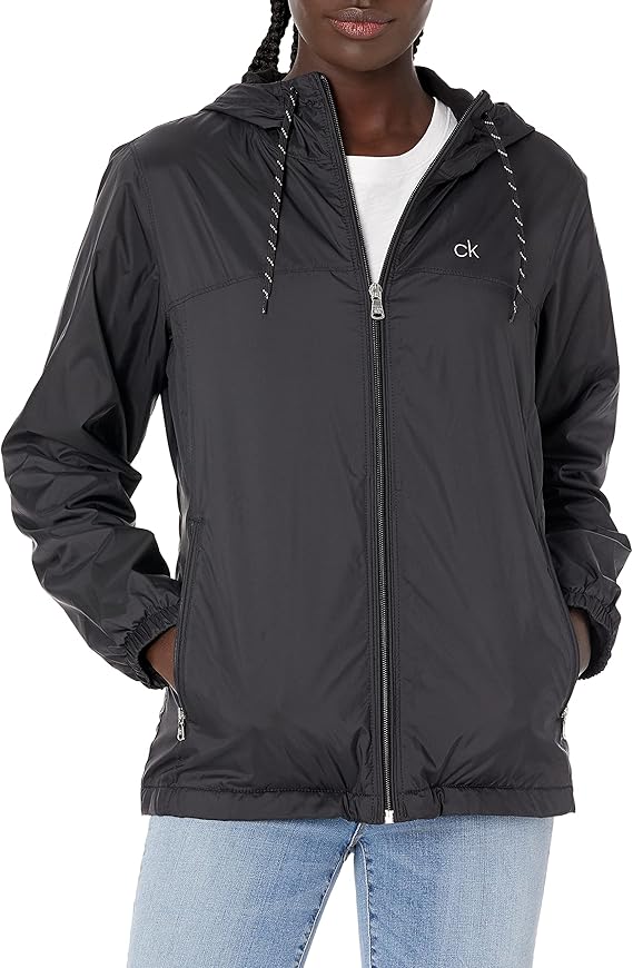 calvin klein 女士前拉链风衣