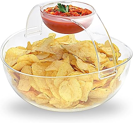 Chip And Dip 亚克力碗套装 3 升主碗 200 毫升夹式蘸碗 亚马逊中国 厨具