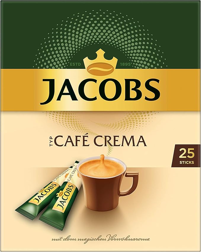 jacobs 速溶咖啡 café crema,300条装/12件,12 x 25杯