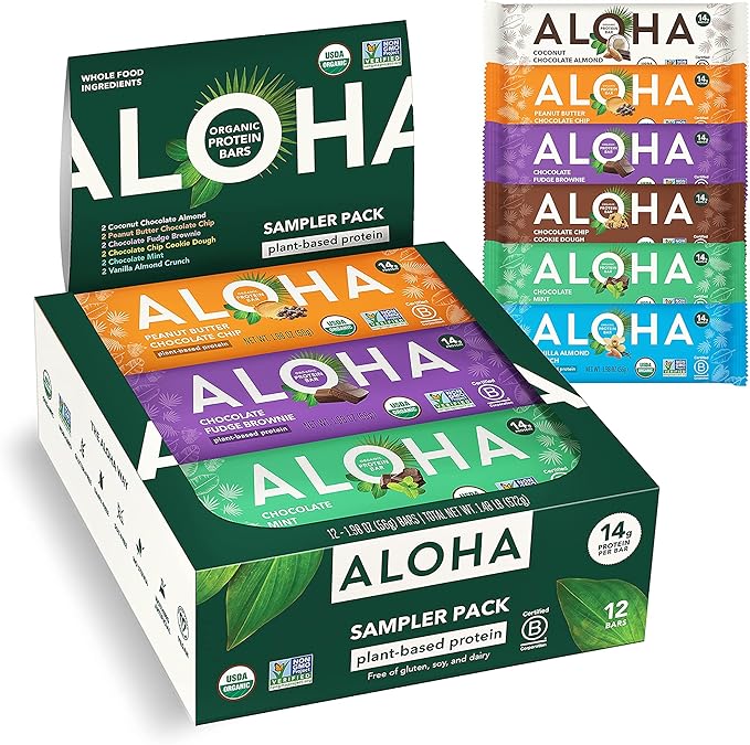 aloha ***植物基蛋白棒-6 种口味多样装-12 支装,1.