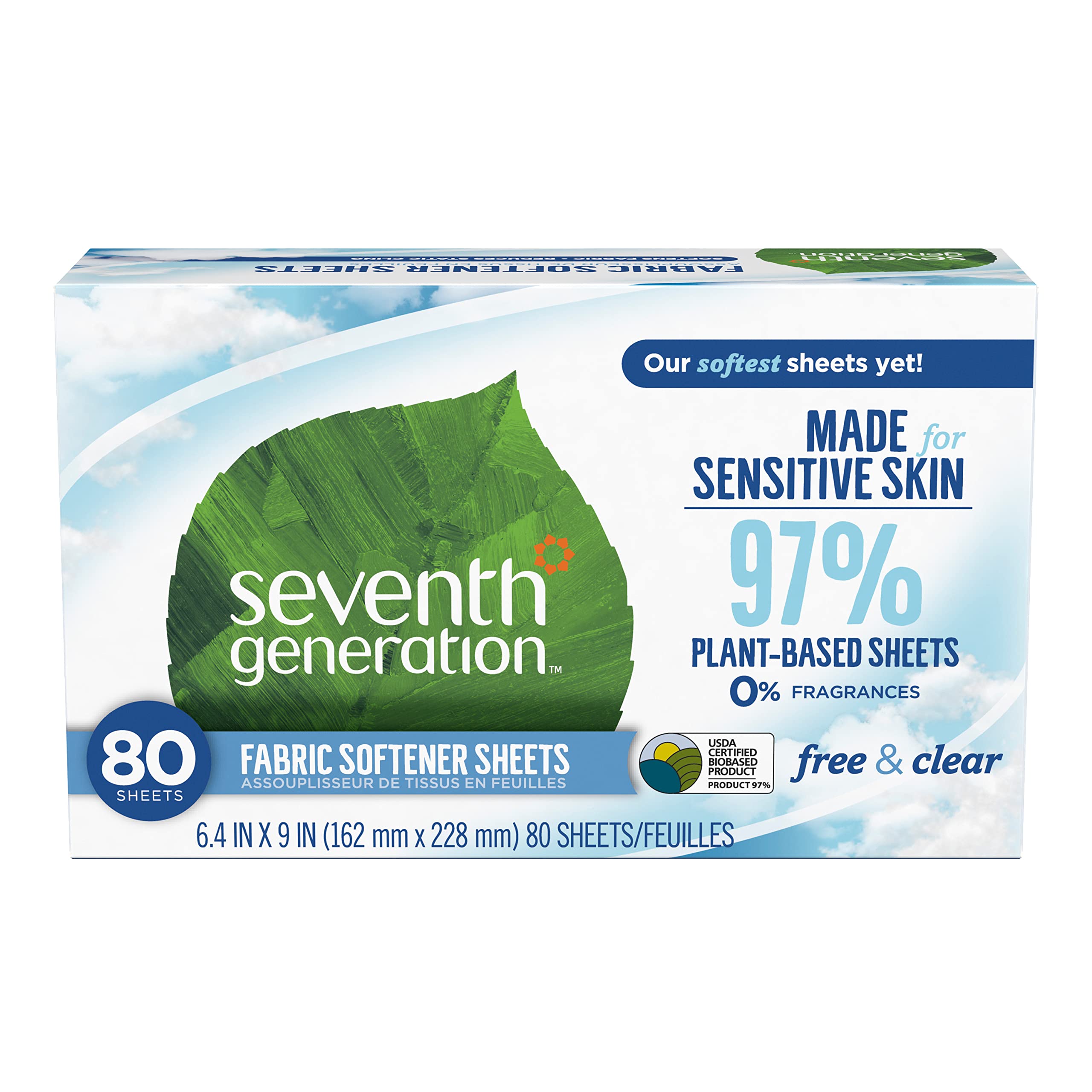 Seventh Generation * Seventh Generation Fabric softener, free transparent, 80 sheets (packaging may vary)