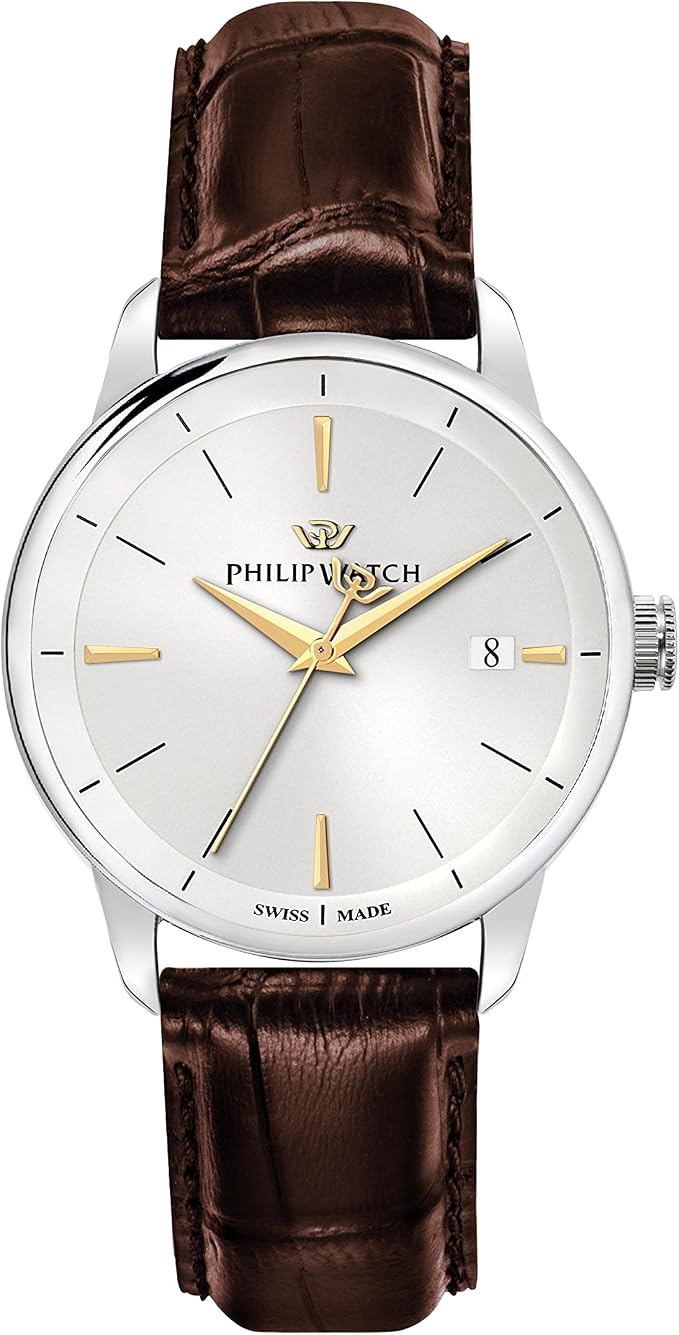 philip watch 男士指针式石英手表带皮革表带r8251150001