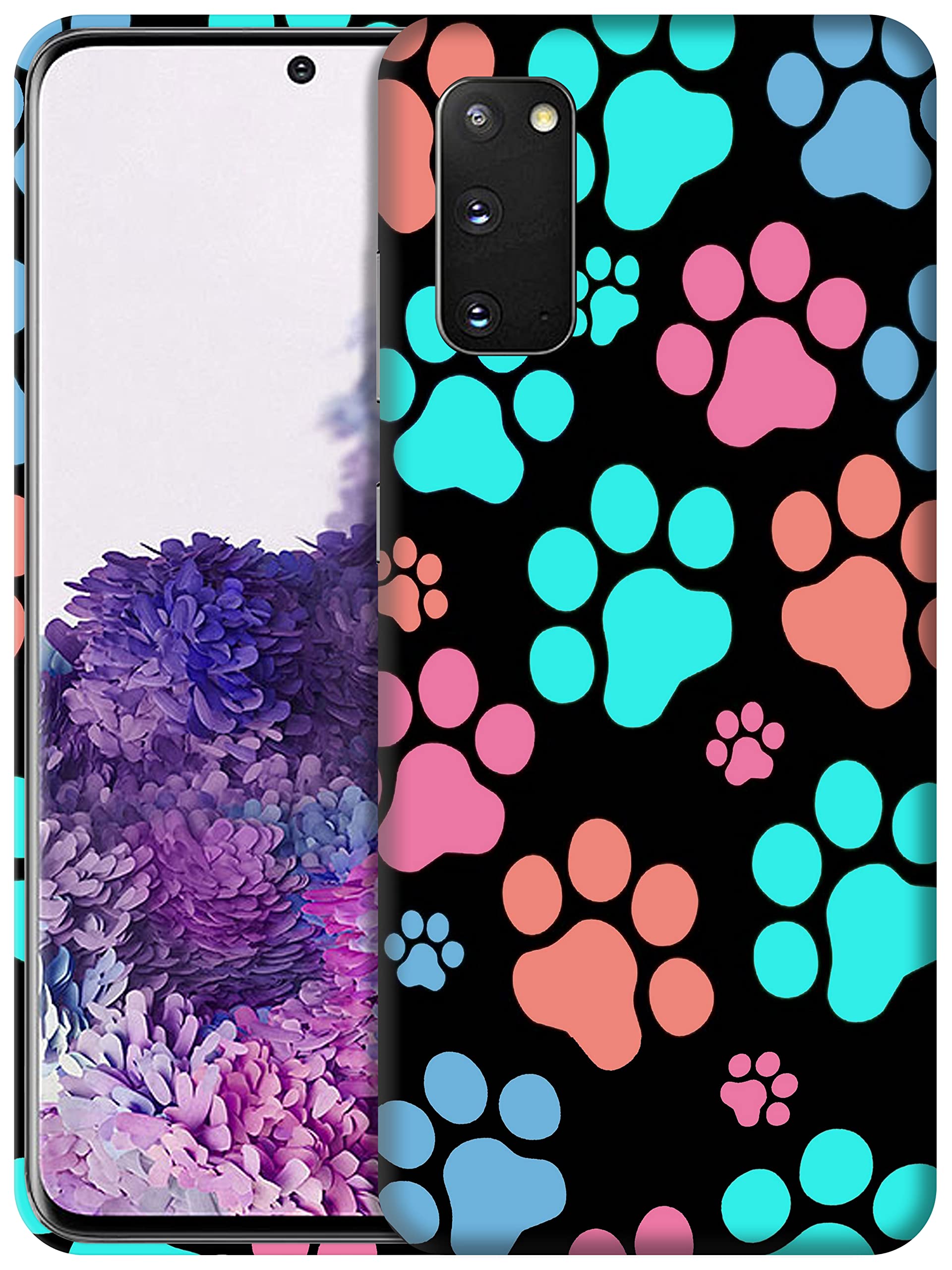 Glisten Galaxy S20 5G 手机壳,Galaxy S20 手机壳 - 狗爪彩色打印设计印花纤薄可爱塑料硬扣保护设计师背部三星 S20 5G / S20 (6.2 英寸)手机壳[不适合 S20 FE]