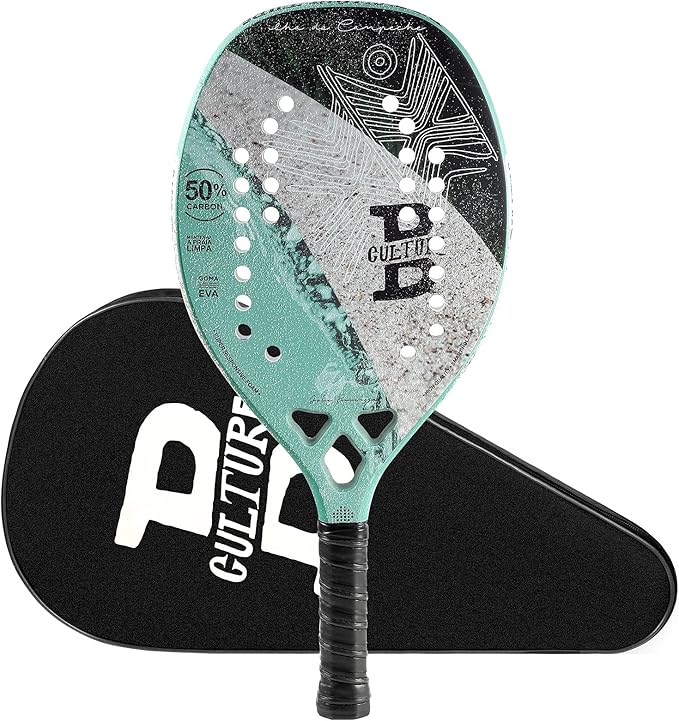 沙滩网球拍拍拍拍 22 毫米全碳砂砾表面带罩袋 (bt09-grn) : 亚马逊