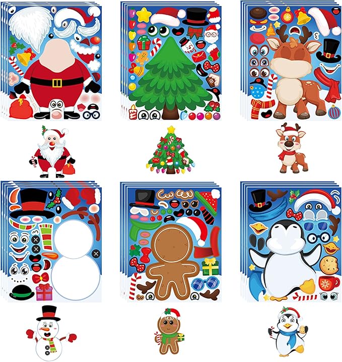 老人麋鹿雪人企鹅工艺品活动贴纸适合儿童男孩女孩圣诞派对礼品用品
