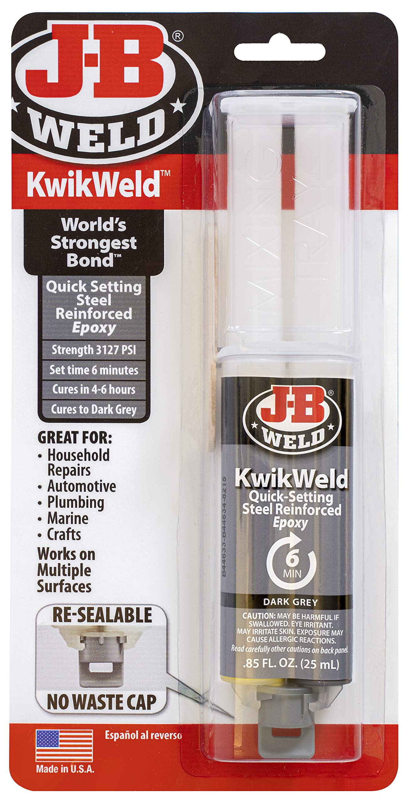 J-B Weld 50176 KwikWeld Steel Reinforced Epoxy * - Dark grey - 25 ml