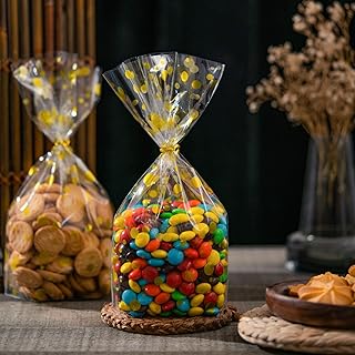 we moment gold polka 圆点玻璃纸零食袋 透明糖果塑料大提琴袋 带