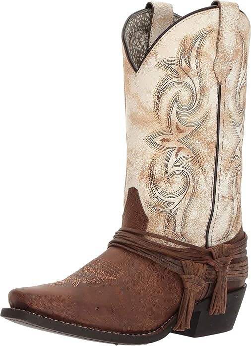 laredo 女式 myra 方头正装靴中筒低跟 2.54-5.08 厘米 - 棕色