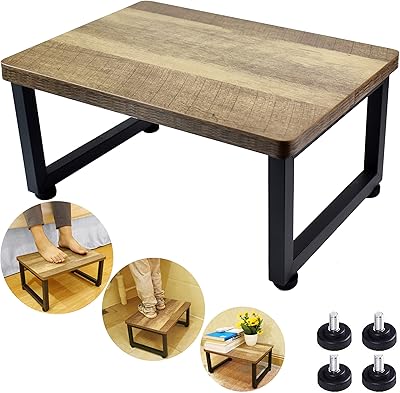 tstweto 成人木制台阶凳,适用于高床的儿童床踏凳,多功能重型床边台阶