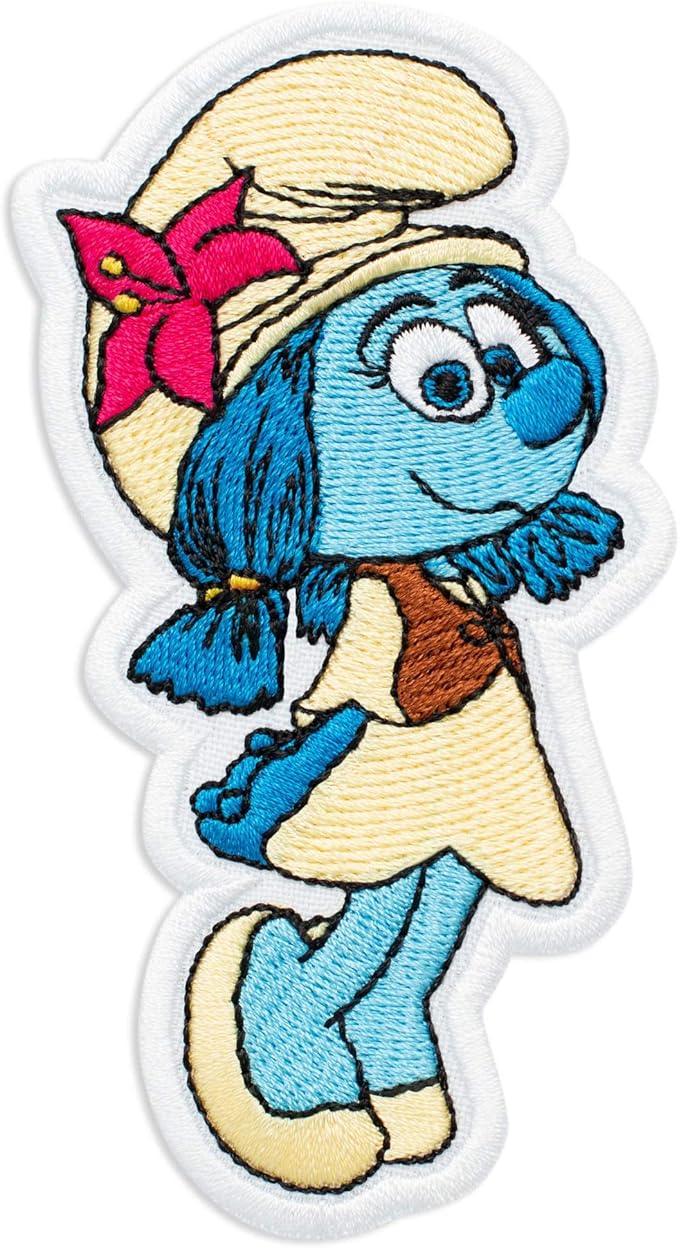 蓝精灵百合膜卡通漫画刺绣补丁熨烫(6.4cm x 10.1cm)