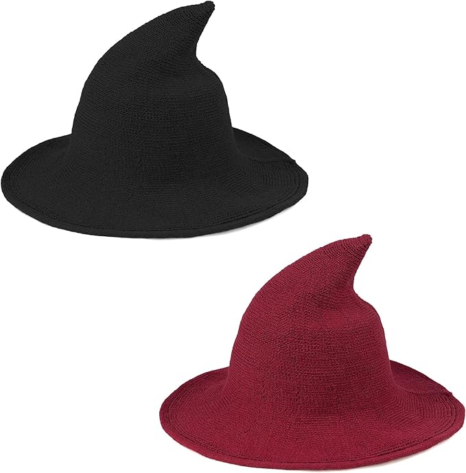 万圣节女巫帽女式针织羊毛女巫巫师帽万圣节角色扮演服装