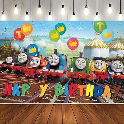 thomas train 生日派对用品,5x3 英尺托马斯卡通生日快乐婴儿淋浴横幅
