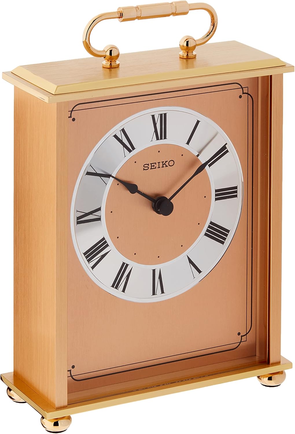 Seiko 桌子和桌子座时钟金色纯黄铜底座和上衣 亚马逊中国 家居