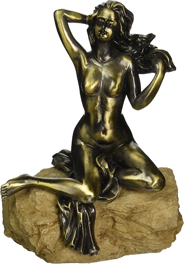 stealstreet ss-ba-e132 9 英寸黄铜裸色女士毛毯坐在摇滚展示雕像