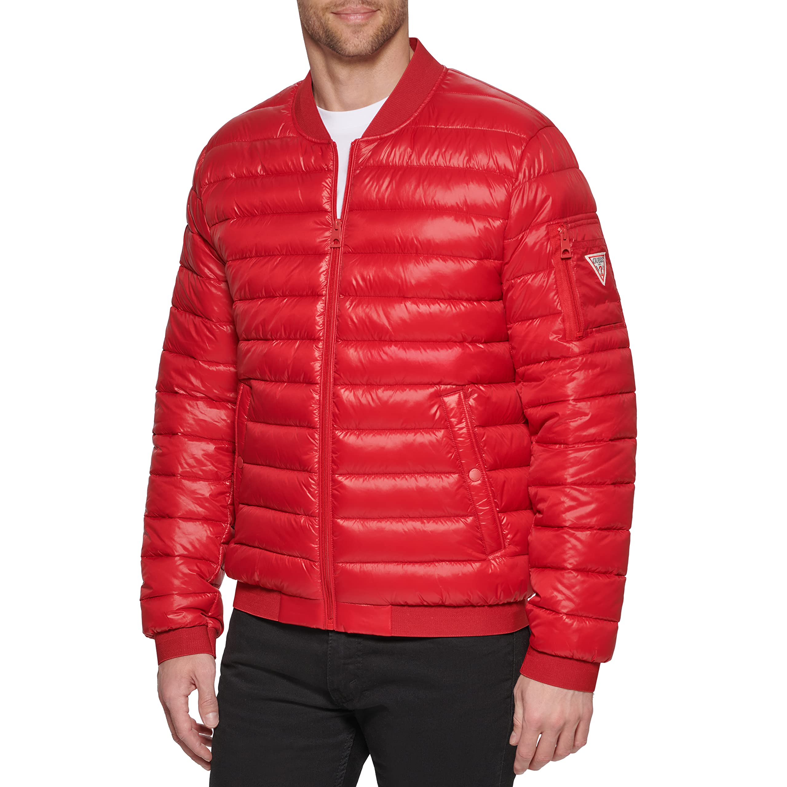 GUESS Men's lightweight long sleeve elastic cuff bomber jacket