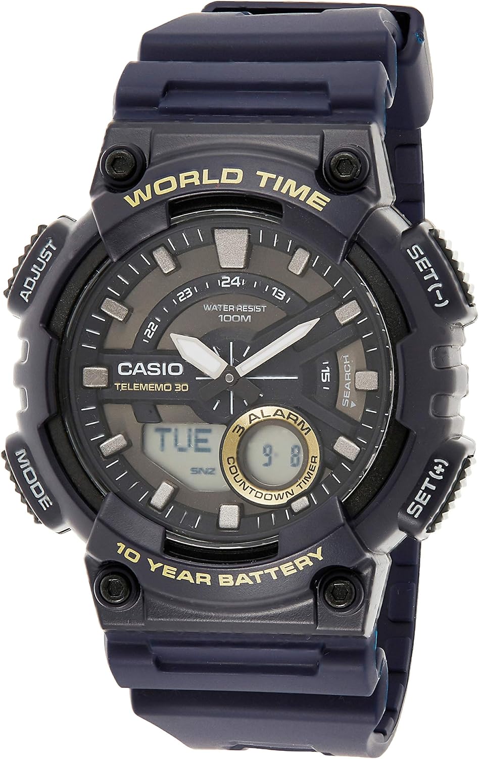 casio 卡西欧 男士 heavy duty 石英树脂手表 蓝色/灰色 aeq110w-2av