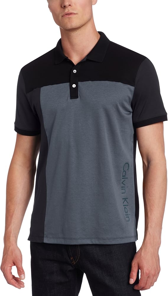 calvinklein男式短袖3粒扣60s1双罗纹polo衫
