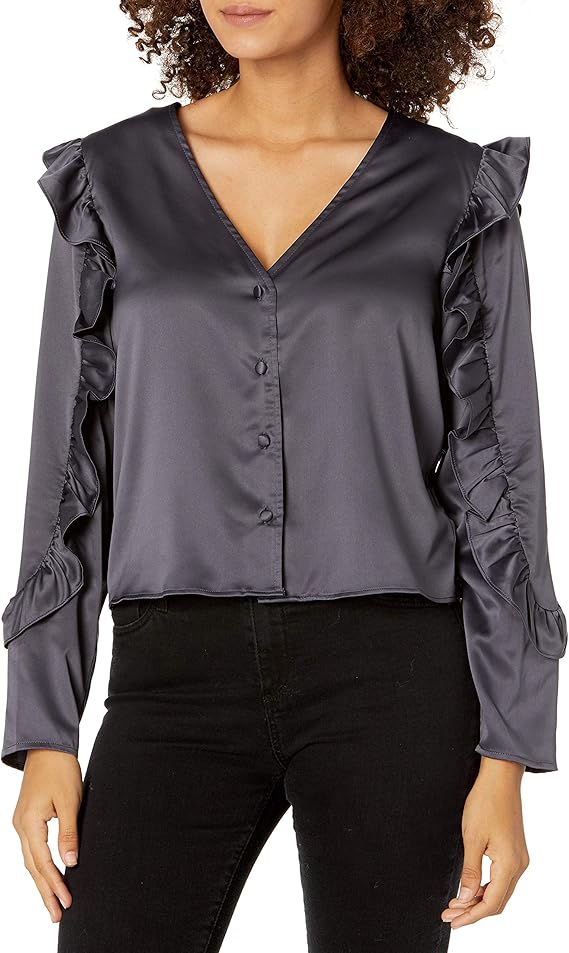 kendall   kylie women's ruffle sleeve blouse