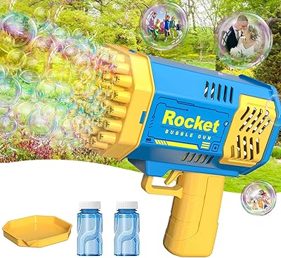 火箭筒泡泡枪,儿童泡泡枪,2 瓶泡泡液,4-8 岁儿童户外玩具,适合 3 5 6