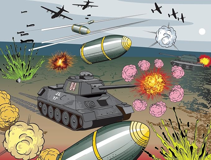 jp london pmur2127 即剥即贴可移除墙贴壁画,卡通战争游戏坦克炸弹,4