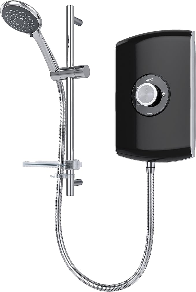 triton 淋浴 reamo8gsblk amore 细长电动淋浴器,黑色光泽,8.5 kw