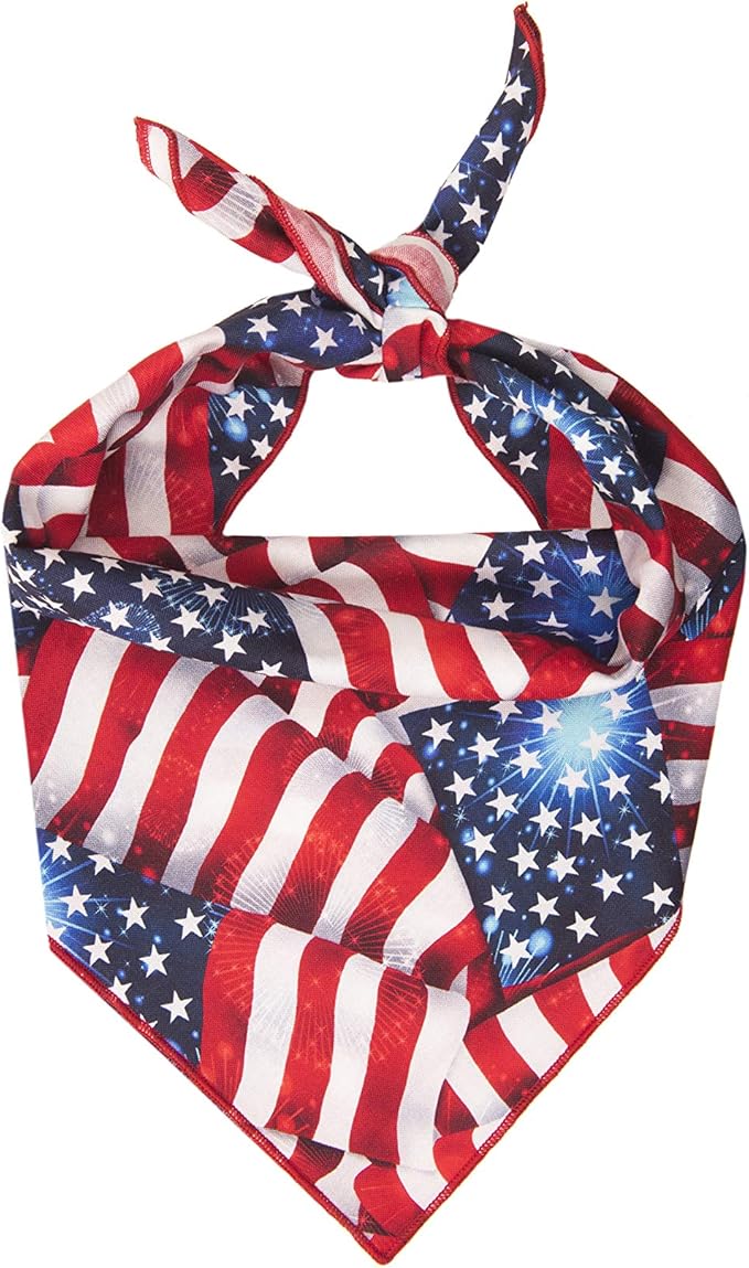 willowear 红色,白色和蓝色美国国旗,柠檬狗头巾,适合