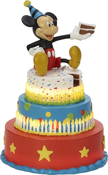 Precious Moments Disney 展示米奇生日愿望米老鼠生日蛋糕led 桌面树脂雕像1702 亚马逊中国 家居
