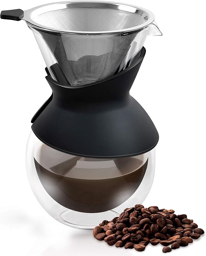 pour over 咖啡壶 - 2020 premier 系列 - 优雅双层玻璃咖啡滴滤器